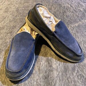 UGG Fascot Slip On Sheepskin Lined Shoes Dark Navy Suede Upper Men’s Size 9